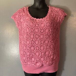 Joseph A. Pink Knit Crochet Top